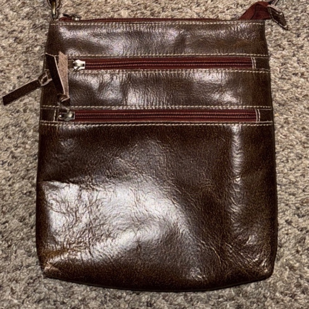 Hidden‎ Craft Brown Leather Crossbody Zipper Pockets Adjustable Strap - Picture 6 of 6